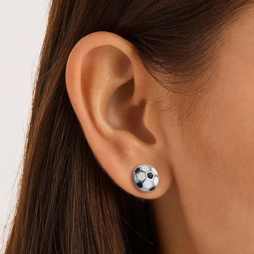 Miniatura 2 de C-leen Aretes de béisbol, fútbol, voleibol, baloncesto, regalos para mujeres y niñas, hipoalergénicos chapados en plata, aretes de béisbol, fútbol