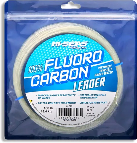 Miniatura 30 de HI-SEAS Líder de línea de pesca 100% fluorocarbono, líder invisible transparente, indetectable para peces, hundimiento rápido, 6 libras a 400 libras