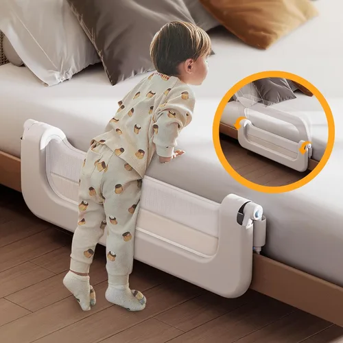 Miniatura 7 de Barandilla de protección para cama de bebé para niños pequeños, altura ajustable de 59 pulgadas, barandilla de cama abatible, barandilla lateral