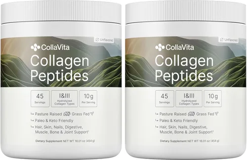 Péptidos de colágeno en polvo de colágeno hidrolizado alimentado con pasto alimentado con pasto, tipo I y III cabello, uñas, piel y articulaciones,