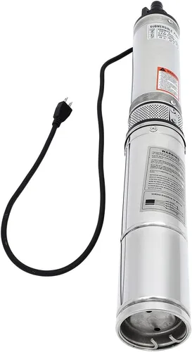 Miniatura 4 de SCITOO Bomba de agua de pozo profundo Bomba de pozo sumergible (1/2 HP, 25GPM, cabeza de 164 pies, 110 V, acero inoxidable), adaptador de manguera