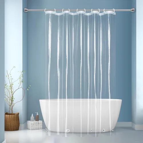 Miniatura 19 de Cortina de baño EurCross con 3 imanes, forro transparente de PEVA 9G, cortina de medio baño 36x72 para ducha