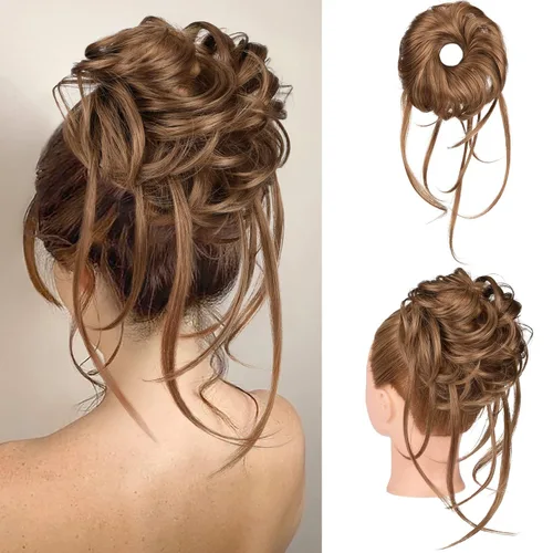 Miniatura 21 de HOOJIH Pieza de cabello estilo moño desordenado - Extensiones de cabello superlargas estilo moño rizado, envoltura de cabello ondulado, accesorio