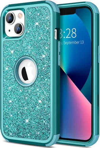 Miniatura 12 de Hython Funda para iPhone 13 Funda con Purpurina, Bonita Cubierta Brillante Resplandeciente con Brillo, Resistente 3 en 1 Híbrida de PC Duro TPU