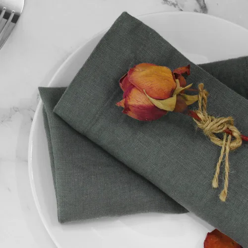 Miniatura 43 de Paños de cocina de lino de Linen World 14 x 28 pulgadas, juego de 6 paños de cocina y té decorativos, paños de cocina de lino europeo lavados