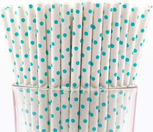 Miniatura 11 de Paquete de 150 pajitas de papel biodegradables con lunares rojos de 4 capas (compostables, no tóxicas, sin BPA)