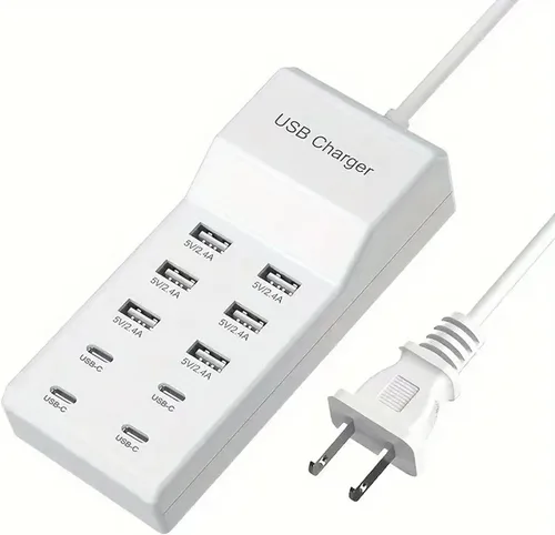 Miniatura 7 de Cargador rápido USB, estación de carga portátil de 6 puertos, adecuado para varios dispositivos, compatible con iPhone, iPad, Samsung, Google