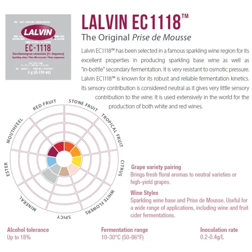 Miniatura 4 de Lalvin EC-1118 Levadura de vino (paquete de 5) - Levadura de champán - Hacer Mead de sidra de vino Kombucha en casa - 0.18 oz Sachets