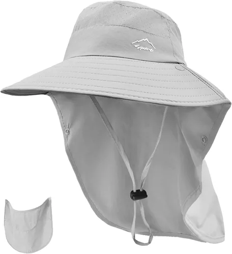 Miniatura 15 de Rosoz - Sombrero de sol para hombres y mujeres con solapa para el cuello, ala ancha, UPF50+, sombrero de pesca con cubierta facial desmontable