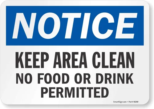 Miniatura 5 de SmartSign - S-8382-EU-10 Aviso - Mantenga el área limpia, no se permiten alimentos ni bebidas, vinilo laminado de 7 x 10 pulgadas (paquete de 2)
