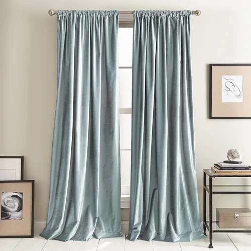 Miniatura 8 de Cortinas DKNY Modernas con Nudos de Terciopelo Forrado, Paneles Pares, 108", Carbón Gris antracita
