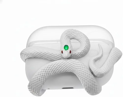 Miniatura 13 de La Funda Decorativa de Serpiente Compatible con AirPods 4ª Generación. Funda 3D Creativa y Estética de Serpiente de HaloMyyth, Cabeza Iluminada