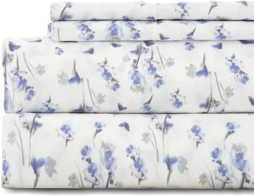 Miniatura 30 de KACEMOO Juego de sábanas California King de 4 piezas, sábanas con estampado floral, diseño bohemio, sábanas refrescantes de microfibra cepillada