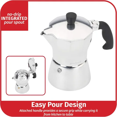 Miniatura 5 de Goodcook Koffe - Cafetera de 3 tazas de aluminio para café expreso, no eléctrica
