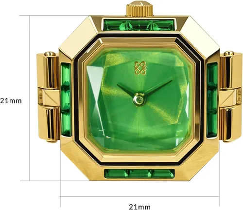 Miniatura 2 de PASCAL Anillo de reloj de diamante para mujer con pantalla analógica de dos manecillas y banda de expansión de acero inoxidable