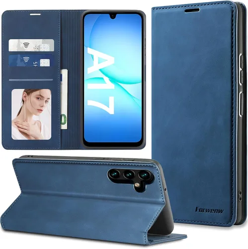 Miniatura 49 de Funda de piel con tapa para Samsung Galaxy Z Flip 3, con protección de bisagra, delgada y magnética tipo cartera [1 tarjetero], funda protectora a