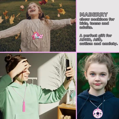 Miniatura 7 de Collares masticables para niños y adultos, paquete de 6 juguetes sensoriales de silicona para masticar para niños autistas