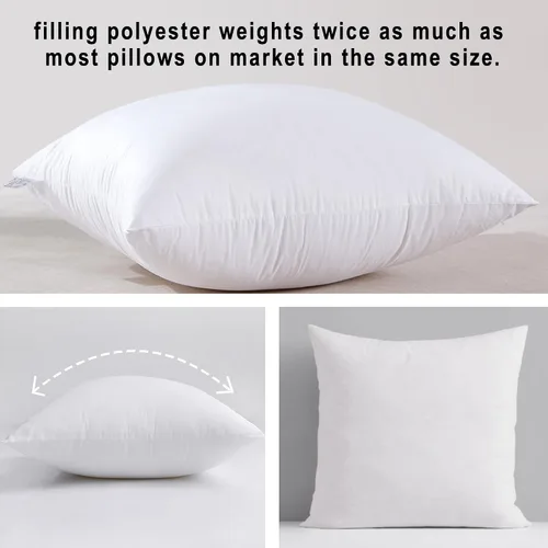 Miniatura 2 de HITO 12x20 Insertos de almohada (Juego de 2) - Fundas de almohada decorativas 100% algodón con relleno de alternativa al plumón, color blanco