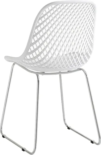 Miniatura 6 de Juego de 2 sillas de comedor modernas, sillas de cocina estables de plástico con base de trineo de metal para comedor (naranja sangre)