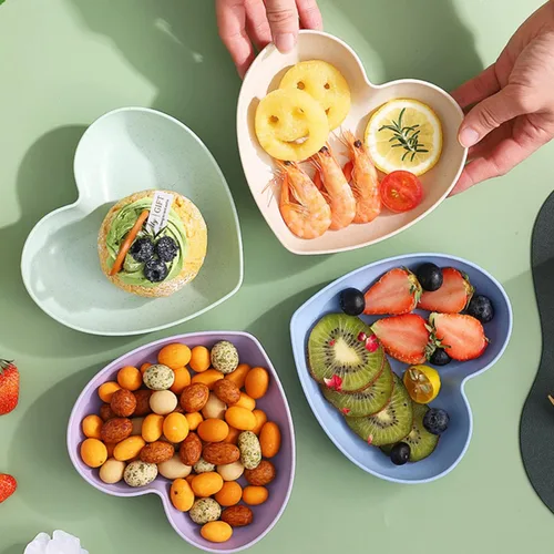 Miniatura 5 de Incauca Paquete de 5 mini salsas con forma de corazón de 6 pulgadas, paja de trigo irrompible, platos de postre pequeños, platos de ensalada