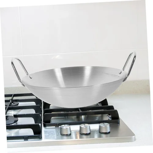 Miniatura 7 de DECHOUS Wok de camping antiadherente de acero inoxidable, 11 pulgadas de diámetro, doble mango, diseño de fondo redondo que atrapa el calor