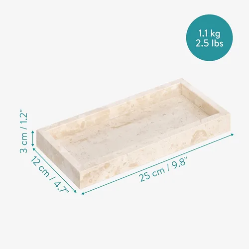 Miniatura 6 de Navaris Travertine - Bandeja decorativa – Bandeja organizadora de baño duradera – Bandejas ovaladas para perfumes, joyas, tocador y mesa auxiliar
