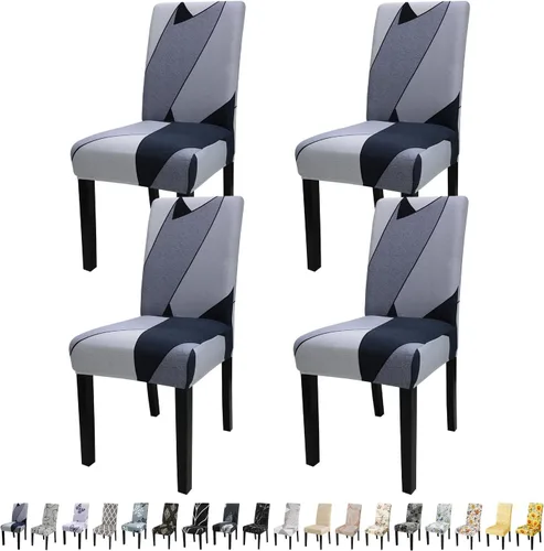 Miniatura 107 de JQinHome Juego de 8 fundas para sillas de comedor, fundas de alta elasticidad extraíbles y lavables, fundas protectoras de asiento para silla