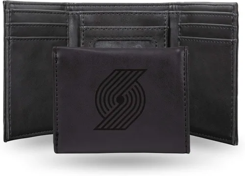 Miniatura 33 de NBA Rico Industries - Billetera triple grabada con láser y tres pliegues, accesorio para hombre Negro