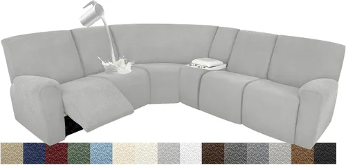 Miniatura 41 de Fundas impermeables de sofá reclinable modular para sofás reclinables, lavable en forma de L, para perros, fundas elásticas para sofá reclinable