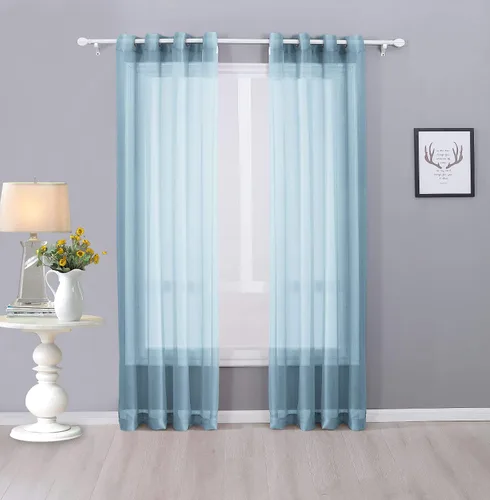Miniatura 22 de Interior Trends Ariana - Juego de 2 cortinas de gasa transparente totalmente cosida con ojales (63 pulgadas de largo, beige)