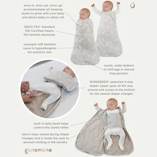 Miniatura 4 de GUNAMUNA Saco de dormir para bebés y niños pequeños, fácil cambio de pañales, 1.0 TOG