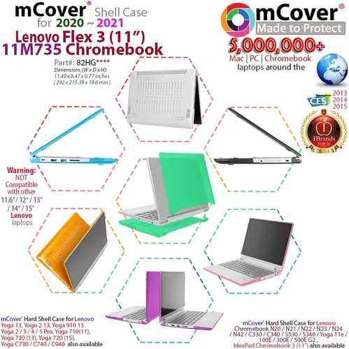 Miniatura 3 de mCover Funda compatible con Lenovo IdeaPad Flex 3 (11") 11M735 2 en 1 2020 ~ 2021 Chromebook de 11.6 pulgadas