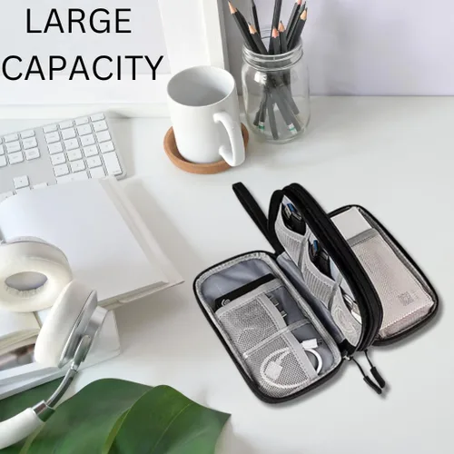 Miniatura 8 de PrimeEssence - Organizador de cables de viaje, bolsa de transporte para accesorios electrónicos, portátil, impermeable, doble capa, bolsa