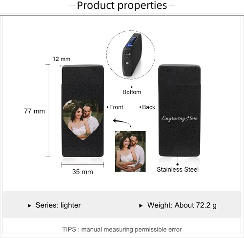 Miniatura 3 de Fortheday Encendedor eléctrico personalizado para hombres, encendedor grabado personalizado con encendedores recargables por USB para el día