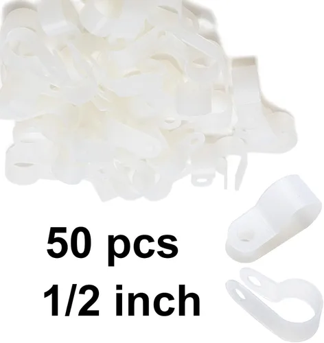 Miniatura 9 de Paquete de 50 clips para luz de cuerda de 1/2 pulgada, clips para cable y alambre con abrazadera, clips de montaje estilo P con tornillos de acero