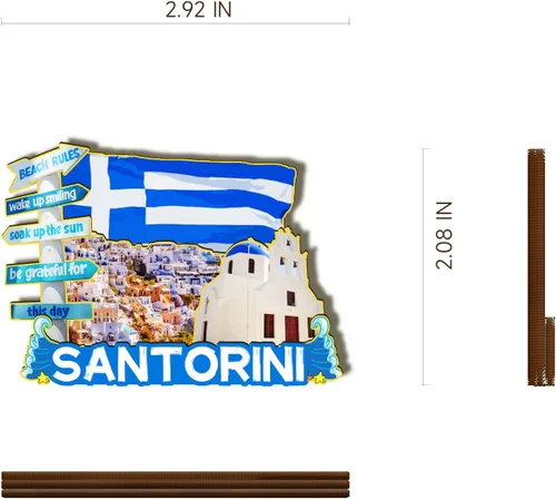 Miniatura 3 de Santorini Grecia - Imán de madera 3D para nevera, recuerdos coleccionables, decoración hecha a mano, artesanías, 4