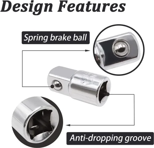 Miniatura 4 de Utoolmart Adaptador de enchufe de impacto de 3/8 pulgadas (F) x 1/4 pulgadas (M) para llaves de trinquete, convertidor Cr-V para reductor de manga