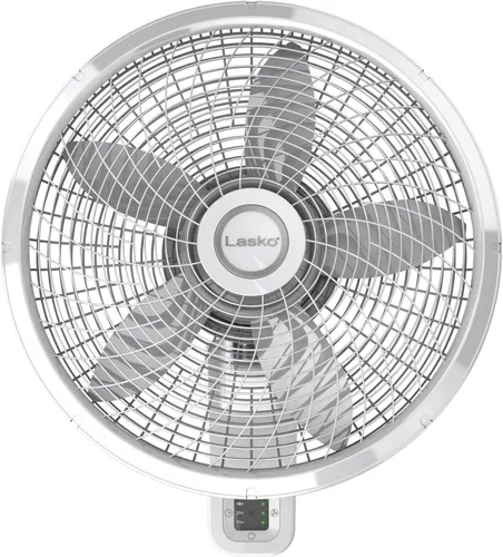 Lasko Lasko-18 - Ventilador oscilante para montaje en pared con mando a distancia, 3 velocidades (M18950), estándar