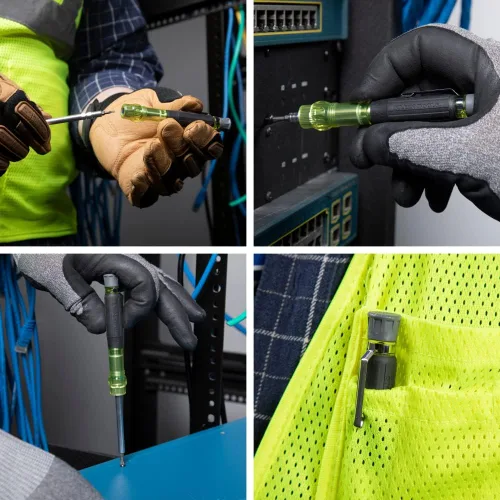 Miniatura 3 de Klein Tools 32613 - Destornillador multibroca, destornillador de bolsillo HVAC de precisión 3 en 1 con puntas Phillips, ranuradas y Schrader