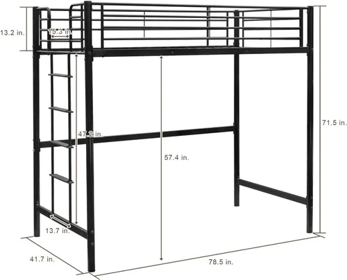 Miniatura 2 de Bonnlo Marco de cama doble de metal para niños, adultos, adolescentes, diseño que ahorra espacio, color negro