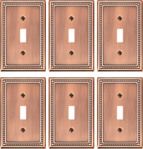 Miniatura 135 de Paquete de 4 placas de cubierta para interruptor de luz de palanca individual, cubiertas decorativas de perlas, placa de pared de metal almendra