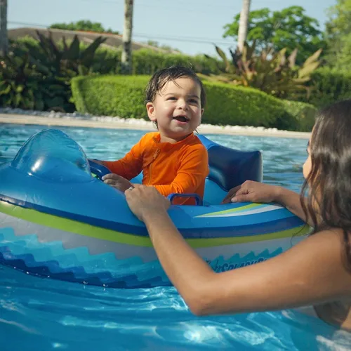 Miniatura 8 de PoolCandy Flotador motorizado para piscina para bebés con control remoto Barco inflable seguro para niños pequeños Edades 1 a 4 Protector