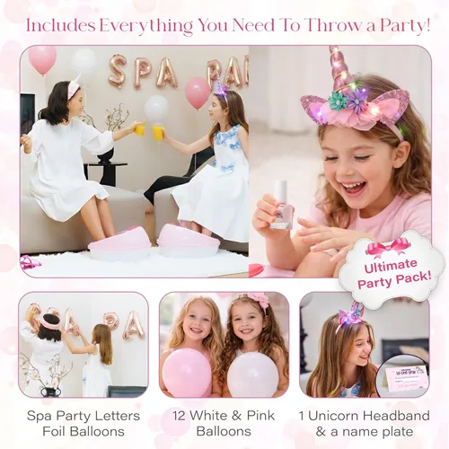 Miniatura 3 de Kit de día de spa para niñas Bubbly Girlz con brillo en la oscuridad, más de 42 piezas de juguetes de spa para pies con cascada, kit de spa de uñas
