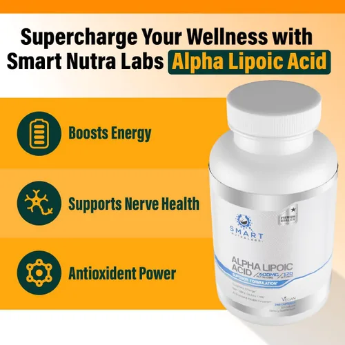Miniatura 5 de Ácido alfa lipoico de 600 mg por porción, 240 cápsulas veganas, sin gluten, ALA puro sin OMG, apoya la energía y el antioxidante