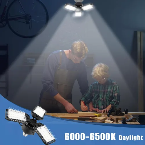 Miniatura 6 de Aoretic Luces LED para garaje, 1 paquete de 80 W, 8000 lm 6500 K, luz LED de tienda con 3 paneles deformables, luz de granero de sótano, luces