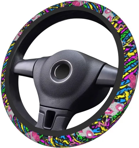 Miniatura 5 de La funda protectora universal elástica para volante estilo vintage de los años 80 y 90 es resistente al calor y antideslizante, adecuada