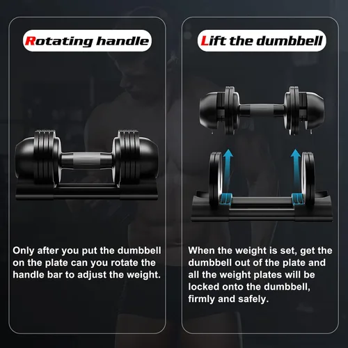 Miniatura 3 de Juego de mancuernas ajustables de 22 libras, par de mancuernas ajustables, perfecto para entrenamiento de fuerza y entrenamientos de fitness