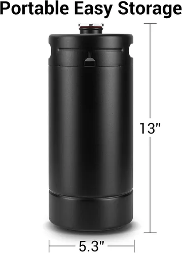 Miniatura 7 de Mini barril de 128 onzas, barril de acero inoxidable para el hogar con recubrimiento en polvo negro mate sin arañazos para mantenerse fresco