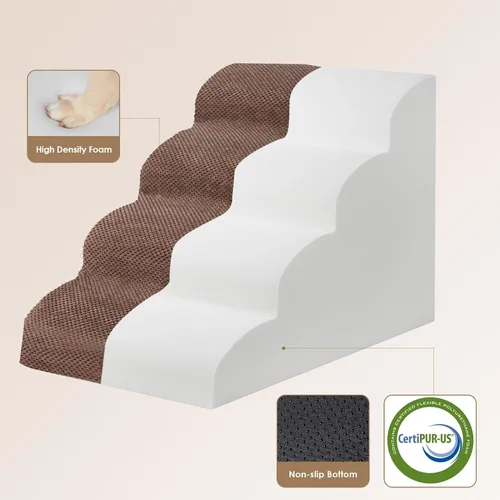 Miniatura 2 de EHEYCIGA Rampa de escaleras curvadas para perros para camas altas de 19.7 pulgadas de alto, escalones de 4 escalones para perros y gatos pequeños