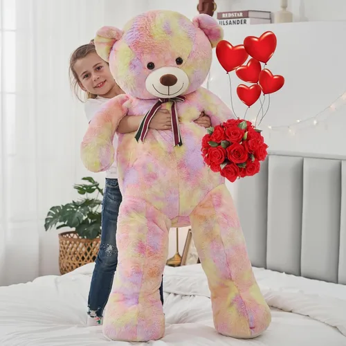 Miniatura 19 de Tezituor Oso de peluche grande de 59 pulgadas, animal de peluche negro gigante para baby shower, Navidad, día de San Valentín o cumpleaños, oso